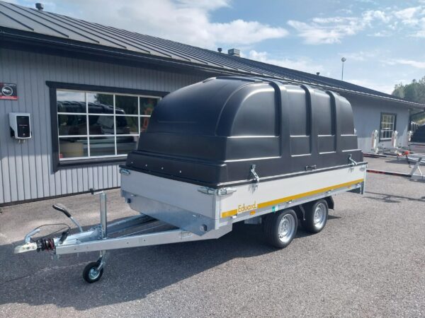 Flatbed sivulle aukeava kuomullinen lavettikärry 2700kg, kantavuus 2130kg, 180x350x30cm, Eduard - Image 5