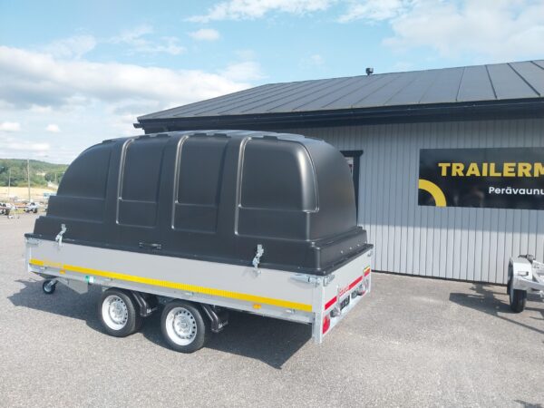 Flatbed sivulle aukeava kuomullinen lavettikärry 2700kg, kantavuus 2130kg, 180x350x30cm, Eduard - Image 6