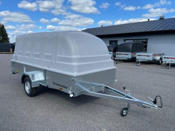 Kuomu jarruton peräkärry 825kg Greenmiler GM30035K11 150x300x35cm Trailerman perävaunu myynti
