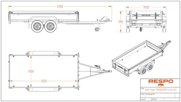 Jarrullinen peräkärry 1700 kg Respo 1700M332B150-42 keinuteli, 150x325x42 cm – Trailerman