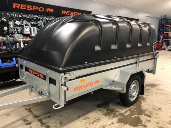 Kuomu matalaan jarruttomaan peräkärryyn 750 kg Respo 750M271L125-42 PLH, 125x265x42 cm – Trailerman