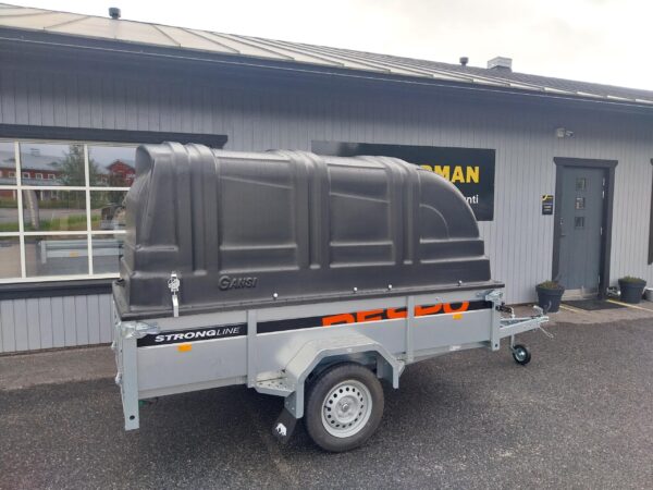 Iso jarruton kuomukärry hinta 750kg Respo 750M271L125-42 125x265x42cm Trailerman perävaunumyynti