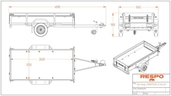 Jarruton Venetraileri tarjous 750kg Respo 750M271L125-42 PLH 125x265x42cm Trailerman peräkärrymyynti
