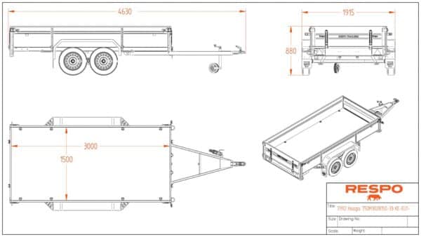 Paras kuomullinen peräkärry jarruton 750 kg Respo 750M302B150-33 keinuteli, 150x300x33 cm – Trailerman