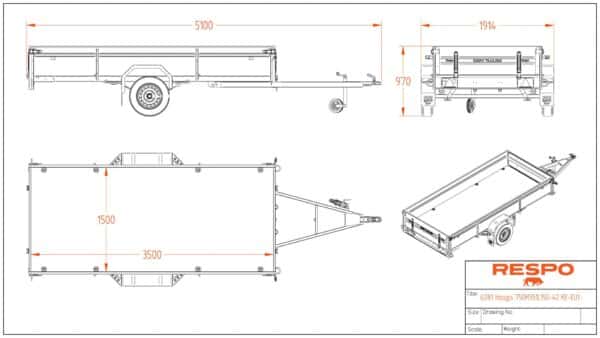 Kuomu jarruttomaan peräkärryyn 750 kg Respo 750M351L150-42, 150x350x42 cm – Trailerman
